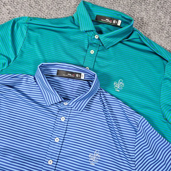 RLX Ralph Lauren Golf Polo Lot Shirt Mens XL Striped Green Blue Lancaster C.C. - Picture 1 of 13